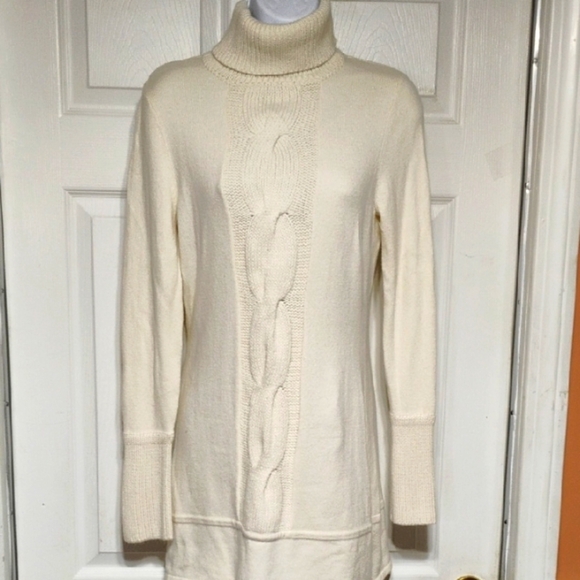 INC International Concepts Cream Big Turtle Neck Silk Sweater - Picture 1 of 14